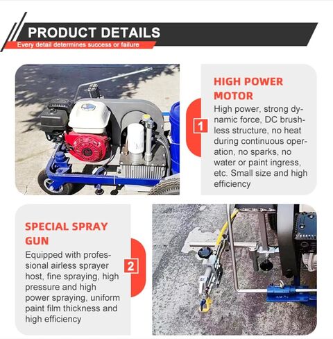 Walk Behind Cold Spray Line Striper, High Power Road Marking Machine with Adjustable Nozzle, 50-400mm Line Width, Rapid Drying Wear-Resistant, for Expressway Court Sidewalk Residential Driveway Port in Saudi Arabia