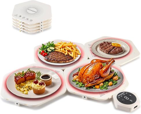 Food Heating Pad - Fast Heating Silicone Electric Tray, Level 4 Temperature Rise, Protect Table, Roll Up Self-Service Hot Plate Heating Pad, Portable Food Warmer for Party and Family Trips (4) in Saudi Arabia