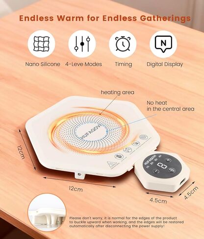 Food Heating Pad - Fast Heating Silicone Electric Tray, Level 4 Temperature Rise, Protect Table, Roll Up Self-Service Hot Plate Heating Pad, Portable Food Warmer for Party and Family Trips (4) in Saudi Arabia