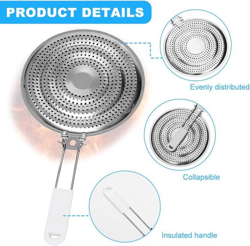 Stainless Steel Double Heat Diffuser for Gas & Electric Stove- Even Heat Distribution Induction Cooktop Adapter Plate- Food Warmer Simmer Plate with Flame Guard, Cool-Touch Handle in Kuwait