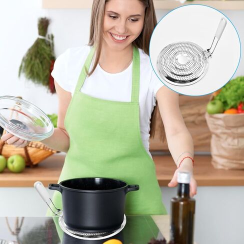 Stainless Steel Double Heat Diffuser for Gas & Electric Stove- Even Heat Distribution Induction Cooktop Adapter Plate- Food Warmer Simmer Plate with Flame Guard, Cool-Touch Handle in Kuwait