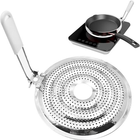 Stainless Steel Double Heat Diffuser for Gas & Electric Stove- Even Heat Distribution Induction Cooktop Adapter Plate- Food Warmer Simmer Plate with Flame Guard, Cool-Touch Handle in Kuwait