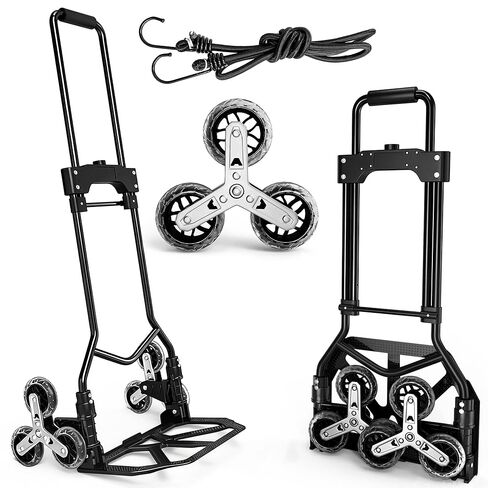 Folding Hand Truck, 180lbs Lightweight Foldable Dolly Cart with Wheels and Telescopic Handle, Portable Folding Dolly with Rubber Wheels for Moving Groceries, Home, Auto, Black Blue in Kuwait