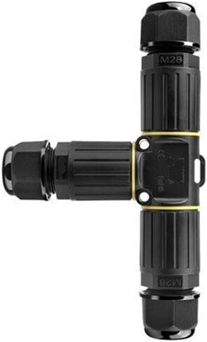 Screw-free terminal block P25T quick-connect connector for outdoor stadium lights 3-core wire T-type three-way waterproof connector(EW-P25T 10-14mm) in Kuwait