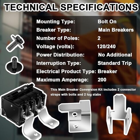 MBK200 200 Amp 2-Pole Main Breaker Conversion Kit 120/240 Volt for Type EQ Load Centers Replaces Part MBK200 EQ9685 in Saudi Arabia