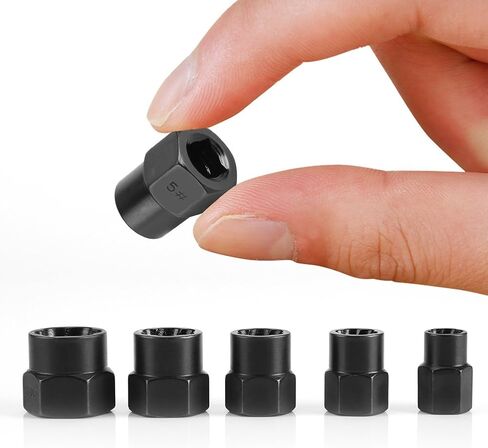 Bolt Nut Screw Remover Extractor Set, 10 Pcs 9mm-19mm Alloy Threading Tools Kit for Removing Damaged Rounded Bolts Nuts and Screws Black in Kuwait