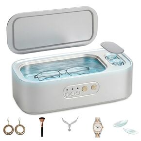 Ultrasonic Jewelry Cleaner – 48kHz High-Frequency Stainless Steel - with 3-Speed Modes, Timer |14 oz, 360° Deep Cleaning | Low Noise, Professional Cleaner for Glasses, Watches, Contact Lenses & More in Kuwait