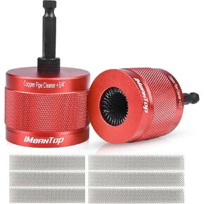 منظف ​​أنابيب نحاسية معدنية 1/2 بوصة و3/4 بوصة للمثقاب، مع ساق سداسية 1/4 بوصة، تحتوي كل منها على شفرتين إضافيتين للفرشاة، لتنظيف الأنابيب النحاسية، والتلميع، وإزالة الطلاء والصدأ (أحمر) in Kuwait