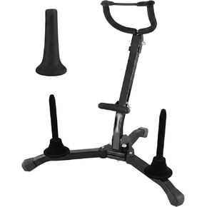 Alto & Tenor Saxophone Stand, Foldable Tripod Sax Holder with Removable Clarinet/Flute Peg and Straight Sax Stand, Portable Metal Woodwind Display Rack with Soft Padding for Stage & Home in Kuwait