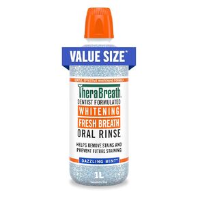 TheraBreath Whitening Mouthwash, Dazzling Mint, Dentist Formulated, 1 Liter in Kuwait