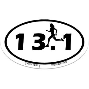 World Design 13.1 Marathon Runner Euro Oval Car Decal/Sticker - Black & White in Kuwait