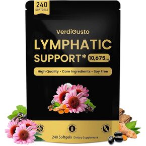 10,675mg Lymphatic Supplement | 25-in-1 Blend with Echinacea, Elderberry, Dandelion | 240 Softgels, 80 Day Supply | Lymph System Support | Soy Free, Non-GMO, Gluten Free in Kuwait