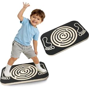 Balance Board Maze for Kids, 17.5-Inch Wobble Board Rocking Seesaw Sensory Training with 6 Balls, Non-Slip Pedals Indoor Outdoor for Boys Girls in Kuwait