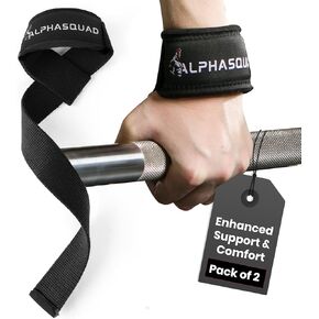 ALPHASQUAD Lifting Straps for Weightlifting – Heavy Duty Wrist Straps for Weightlifting with 7mm Thick Padded Cotton Wraps, 22.5" Long, 1.5" Wide – Deadlifts, Strength Training, Powerlifting, Men & Women in Saudi Arabia