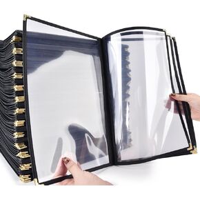 30 حزمة من غلاف قائمة WeChef 4 صفحات 8 عرض مزدوج الغرز يناسب ورق شفاف مقاس 8.5 بوصة × 14 بوصة مقهى بار مطعم أسود in Kuwait