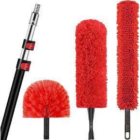 20 Foot High Reach Dusting Kit with 5-12 Foot Extension Pole // High Ceiling Duster with Telescopic Pole // Cobweb Microfiber Duster // Outdoor & Indoor Extendable Duster Cleaning Kit in Kuwait