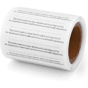 500 Count Cottage Food Law Labels Stickers, 5x0.65cm/1.97x0.26in Thermal Printed Paper Made in A Home Kitchen Inspection Statement Self-Adhesive Ingredient Baking Labels for Homemade Food Packaging in Kuwait