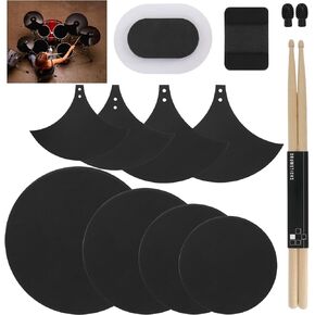 12-Piece Drum Mute Pads Set - Foam Drum Silencer Pads for 10 12 14 16 Inch Drums with Cymbal Mufflers and Hi-Hat Pad - Noise Reducing Practice Pads for Acoustic & Electric Drum Kits in Kuwait