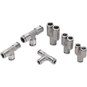 304 الفولاذ المقاوم للصدأ ثلاثي الاتجاه هوائي المقابس السريعة موصل PE/PY6/8 أنابيب الغاز 1 قطعة (304PY6) in Kuwait