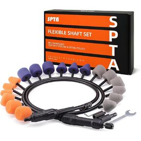 Mini Polishing Ball, SPTA Flexible Shaft Set With 18Pcs Conical and Cylindrical Polishing Drums Used On Mini Car Polisher for Car Wheel Detailing, Tight Areas and Small Spaces Polishing Buffing -PT101 in Kuwait