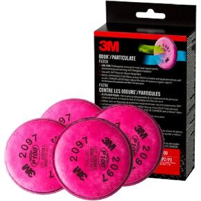 3M Performance P100 Particulate + Odor Filters, 2 pairs, NIOSH-APPROVED P100, 99.97% Filtration Efficiency Against Solids & Liquid Aerosols, For Use With 3M 6000, 6500 & 7500 Series (2097P2-DC) in Kuwait