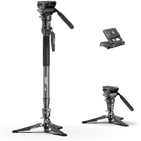 COMAN One-Click Lifting Carbon Fiber Monopod, 69‘’ Camera Monopod with Feet, Lightweight Travel Tripod with Quick Release Plate for Camera, DSLR, Camcorder, Max Load 22lbs/10kg (M1ProV5) in Kuwait