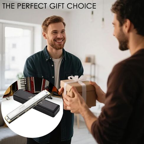 Golden Harmonica Key of C with Case, 28 Holes Diatonic Harmonicas Mouth Organ, Blues Harmonica for Adults/Professional Players/Beginners, Vintage Style Harmonica,Silver in Saudi Arabia