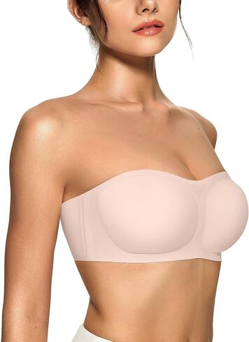 Oeak Womens Brand Bras Push Up Bandeau Bra Non Slip Wireless Padded Bated Bated Seamfless Bra Bra White Large in Kuwait