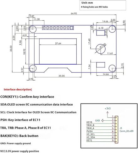 0.96/1.3inch Oleds Display Module with EC11 Rotarys Encoders I2C Interfaces LCD Screen Oleds Encoders Combination in Kuwait