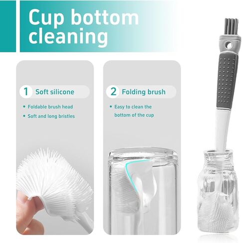 5 in 1 Detachable Multi-Functional Cup Bottle Cleaning Brush Set, Portable Long Handle Bottle Cleaner for Washing Narrow Neck Cup, Spout/Lid Cleaner Brushes in Kuwait