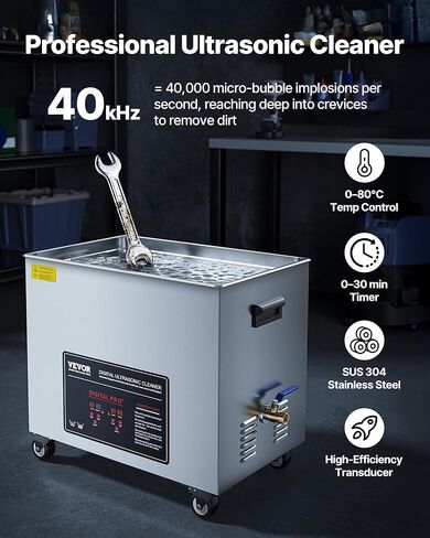 VEVOR 50L Ultrasonic Cleaner, Professional Ultrasonic Cleaner Machine with Cleaning Basket & Digital Display, 840W Stainless Steel Large Cleaning Machine with Wheels for Industrial Parts, Carburetors in Kuwait
