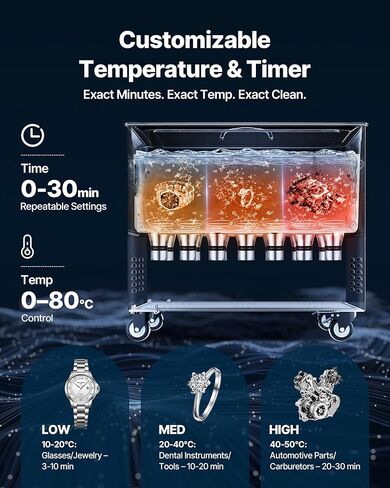 VEVOR 50L Ultrasonic Cleaner, Professional Ultrasonic Cleaner Machine with Cleaning Basket & Digital Display, 840W Stainless Steel Large Cleaning Machine with Wheels for Industrial Parts, Carburetors in Kuwait