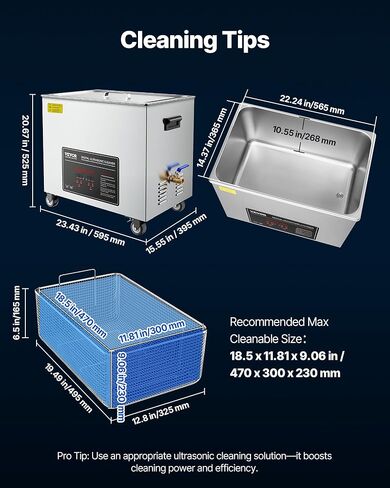 VEVOR 50L Ultrasonic Cleaner, Professional Ultrasonic Cleaner Machine with Cleaning Basket & Digital Display, 840W Stainless Steel Large Cleaning Machine with Wheels for Industrial Parts, Carburetors in Kuwait