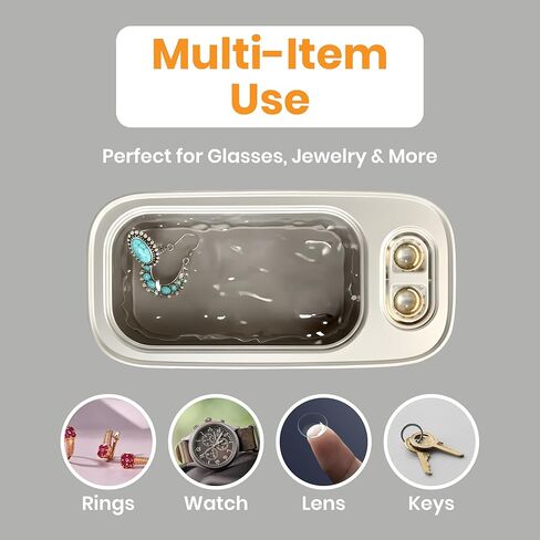 Ultrasonic Jewelry Cleaner – 48kHz High-Frequency Stainless Steel - with 3-Speed Modes, Timer |14 oz, 360° Deep Cleaning | Low Noise, Professional Cleaner for Glasses, Watches, Contact Lenses & More in Kuwait
