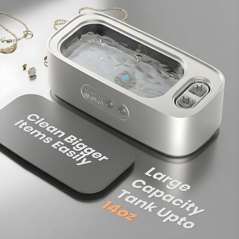 Ultrasonic Jewelry Cleaner – 48kHz High-Frequency Stainless Steel - with 3-Speed Modes, Timer |14 oz, 360° Deep Cleaning | Low Noise, Professional Cleaner for Glasses, Watches, Contact Lenses & More in Kuwait
