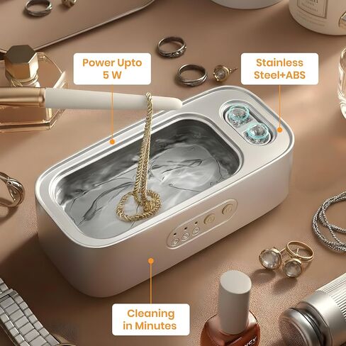Ultrasonic Jewelry Cleaner – 48kHz High-Frequency Stainless Steel - with 3-Speed Modes, Timer |14 oz, 360° Deep Cleaning | Low Noise, Professional Cleaner for Glasses, Watches, Contact Lenses & More in Kuwait
