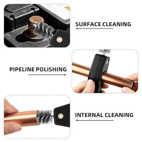 1 Pcs Black Stainless Steel 4 in 1 Copper Tubing Brush Copper Pipe Cleaner Car Battery Cleaning Brush 1/2 in and 3/4 in Cleaning Inside and Outside Thread for Soldering, Plumbing Installation in Kuwait