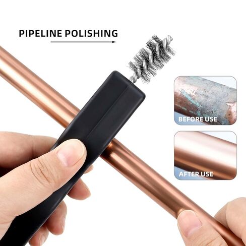 1 Pcs Black Stainless Steel 4 in 1 Copper Tubing Brush Copper Pipe Cleaner Car Battery Cleaning Brush 1/2 in and 3/4 in Cleaning Inside and Outside Thread for Soldering, Plumbing Installation in Kuwait