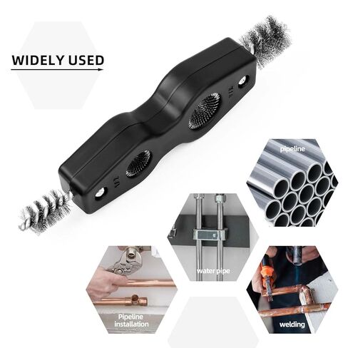 1 Pcs Black Stainless Steel 4 in 1 Copper Tubing Brush Copper Pipe Cleaner Car Battery Cleaning Brush 1/2 in and 3/4 in Cleaning Inside and Outside Thread for Soldering, Plumbing Installation in Kuwait