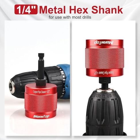 منظف ​​أنابيب نحاسية معدنية 1/2 بوصة و3/4 بوصة للمثقاب، مع ساق سداسية 1/4 بوصة، تحتوي كل منها على شفرتين إضافيتين للفرشاة، لتنظيف الأنابيب النحاسية، والتلميع، وإزالة الطلاء والصدأ (أحمر) in Kuwait