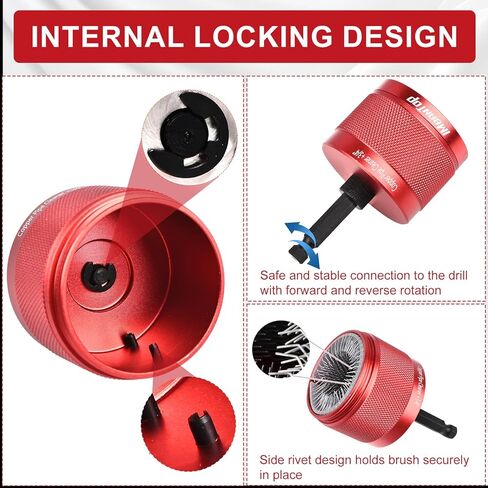 منظف ​​أنابيب نحاسية معدنية 1/2 بوصة و3/4 بوصة للمثقاب، مع ساق سداسية 1/4 بوصة، تحتوي كل منها على شفرتين إضافيتين للفرشاة، لتنظيف الأنابيب النحاسية، والتلميع، وإزالة الطلاء والصدأ (أحمر) in Kuwait