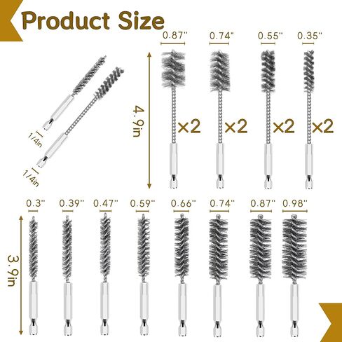 16 Pcs Stainless Steel Bore Brush Set, Heavy Duty Wire Brush for Drill with Hex Shank, Bristles Bore Cleaning Brush Set for Power Drill, Rust, Tube Cleaning in Kuwait