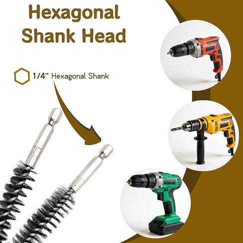 16 Pcs Stainless Steel Bore Brush Set, Heavy Duty Wire Brush for Drill with Hex Shank, Bristles Bore Cleaning Brush Set for Power Drill, Rust, Tube Cleaning in Kuwait