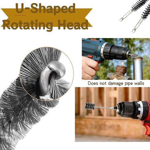 16 Pcs Stainless Steel Bore Brush Set, Heavy Duty Wire Brush for Drill with Hex Shank, Bristles Bore Cleaning Brush Set for Power Drill, Rust, Tube Cleaning in Kuwait