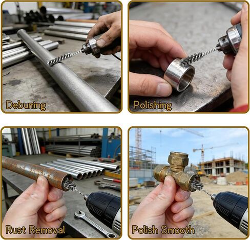 16 Pcs Stainless Steel Bore Brush Set, Heavy Duty Wire Brush for Drill with Hex Shank, Bristles Bore Cleaning Brush Set for Power Drill, Rust, Tube Cleaning in Kuwait