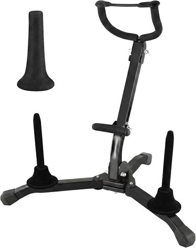 حامل الساكسفون ألتو وتينور، حامل ساكسفون ثلاثي القوائم قابل للطي مع ربط الكلارينيت/الناي القابل للإزالة وحامل ساكسفون مستقيم، رف عرض خشبي محمول معدني مع بطانة ناعمة للمسرح والمنزل in Kuwait