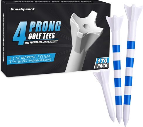 Pro Golf Tees 170 Pack– 4-Prong Reduces Side Spin & Low Friction | 3 Sizes Pack (3¼" / 2¾" / 1½") Plastic Golf Tees for Driver/Irons in Saudi Arabia