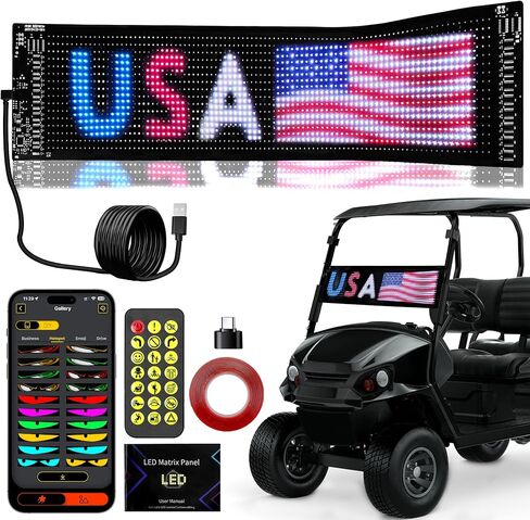 DITRIO Golf Cart Devil Eyes Light، 23x5in عيون LED مرنة قابلة للبرمجة للزجاج الأمامي للسيارة مع التطبيق / جهاز التحكم عن بعد، عيون إلكترا عالية السطوع DIY متحركة لشاحنات عربة الجولف وديكور سيارات الدفع الرباعي in Kuwait