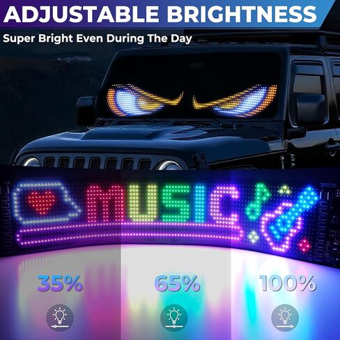 DITRIO Golf Cart Devil Eyes Light، 23x5in عيون LED مرنة قابلة للبرمجة للزجاج الأمامي للسيارة مع التطبيق / جهاز التحكم عن بعد، عيون إلكترا عالية السطوع DIY متحركة لشاحنات عربة الجولف وديكور سيارات الدفع الرباعي in Kuwait