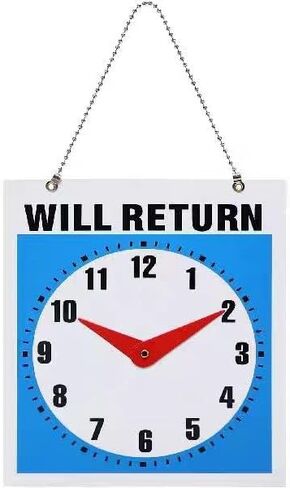 Plastic Time Indicator Highly Visible Out to Lunch Signs for Office Door Will Return Sign Be Back Sign with Clock Design Perfect for Business Use and Directing Customers with Clear Readability in Kuwait